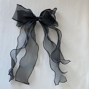 Elegant Black Sheer Bow Hair Clip Accessory